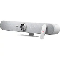Front. Logitech - Logitech Rally Bar Mini All-In-One Video Bar for Small to Medium Rooms, White - 3840 x 2160 Video - 120° Angle - 4x.