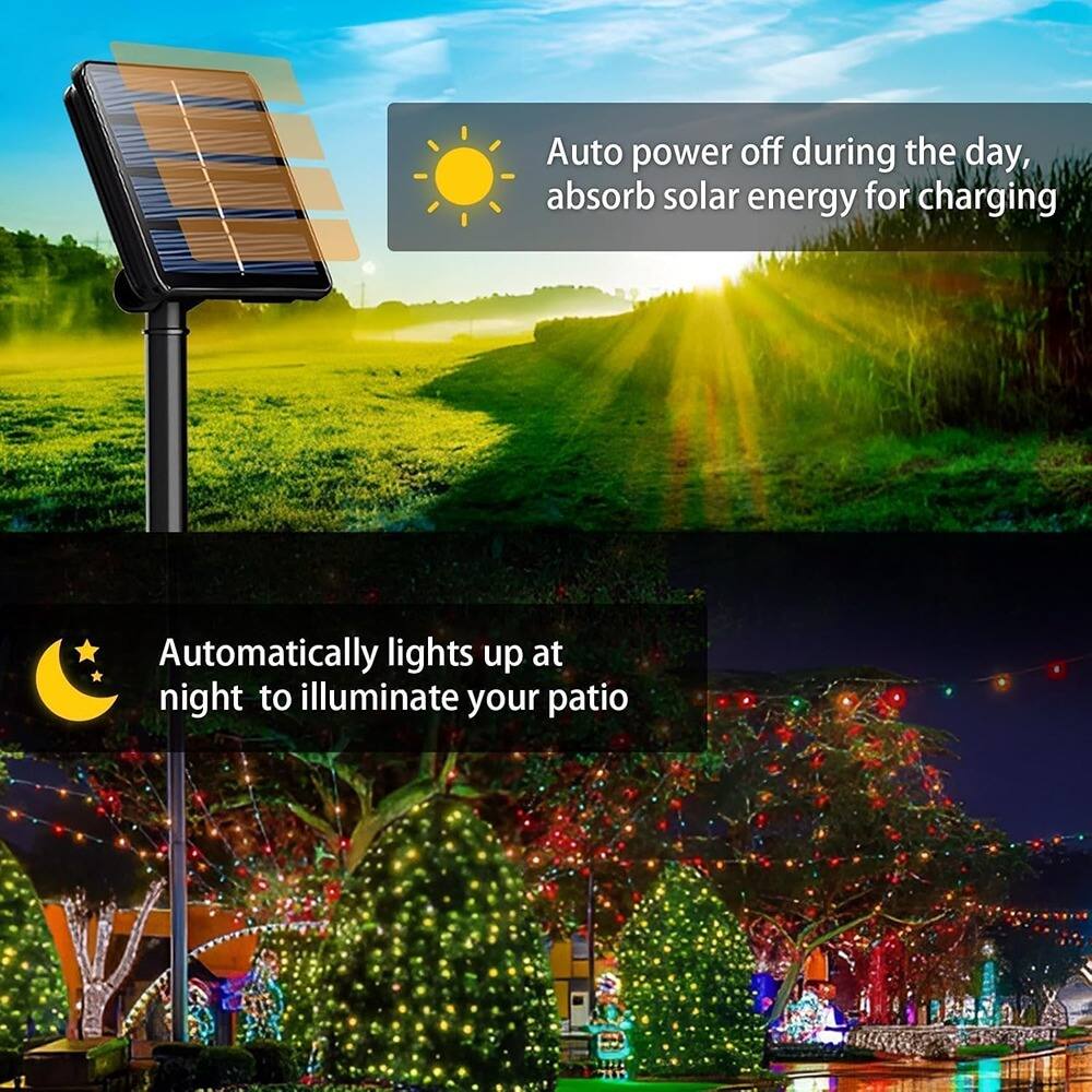 Auto power off during the day, absorb solar energy for charging

Automatically lights up at night to illuminate your patio