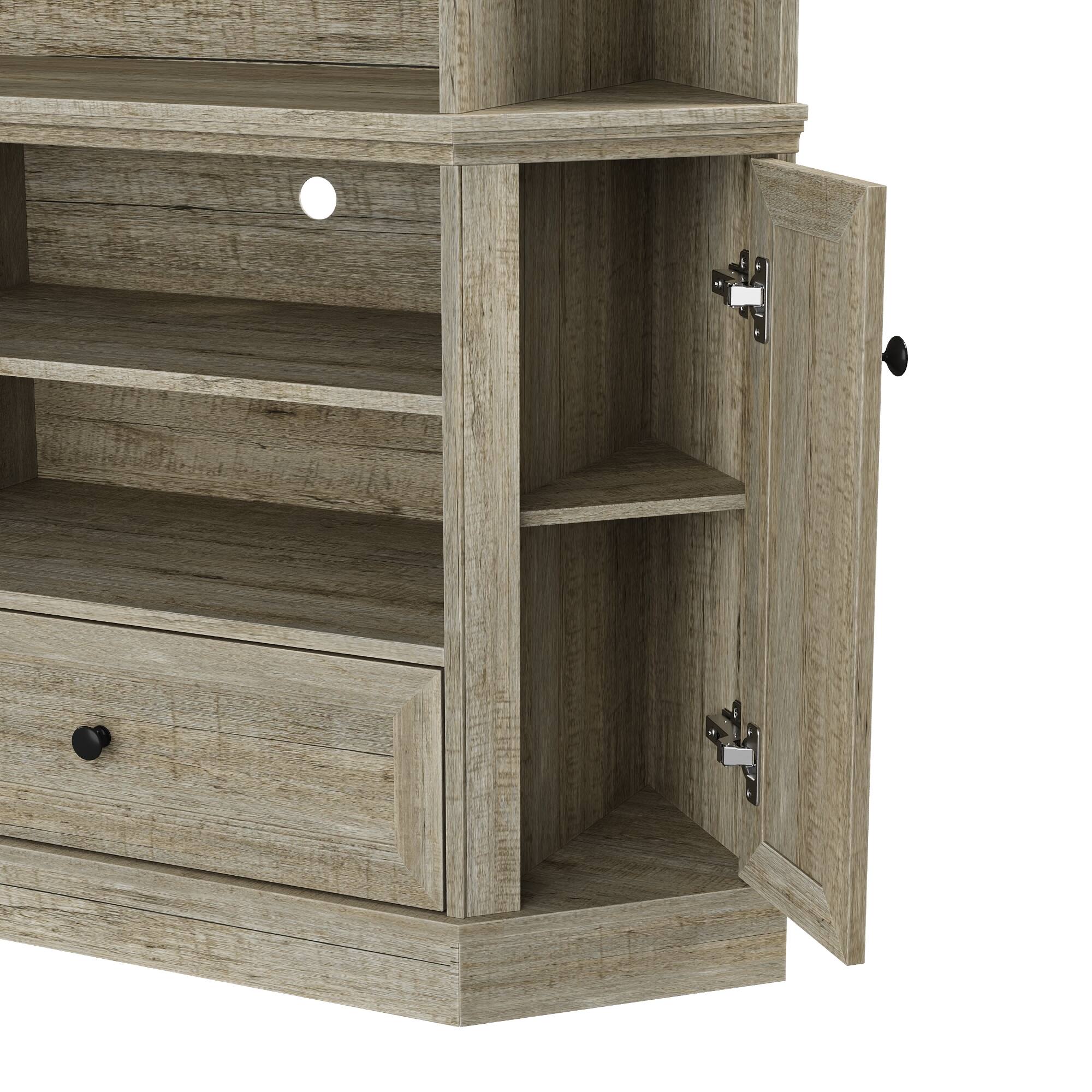 Alt View 3. Famapy - Space-Saving Hexagonal TV Stand for TVs Up to 55-In., with Drawer, Cabinets and Adjustable Shelves - Gray.