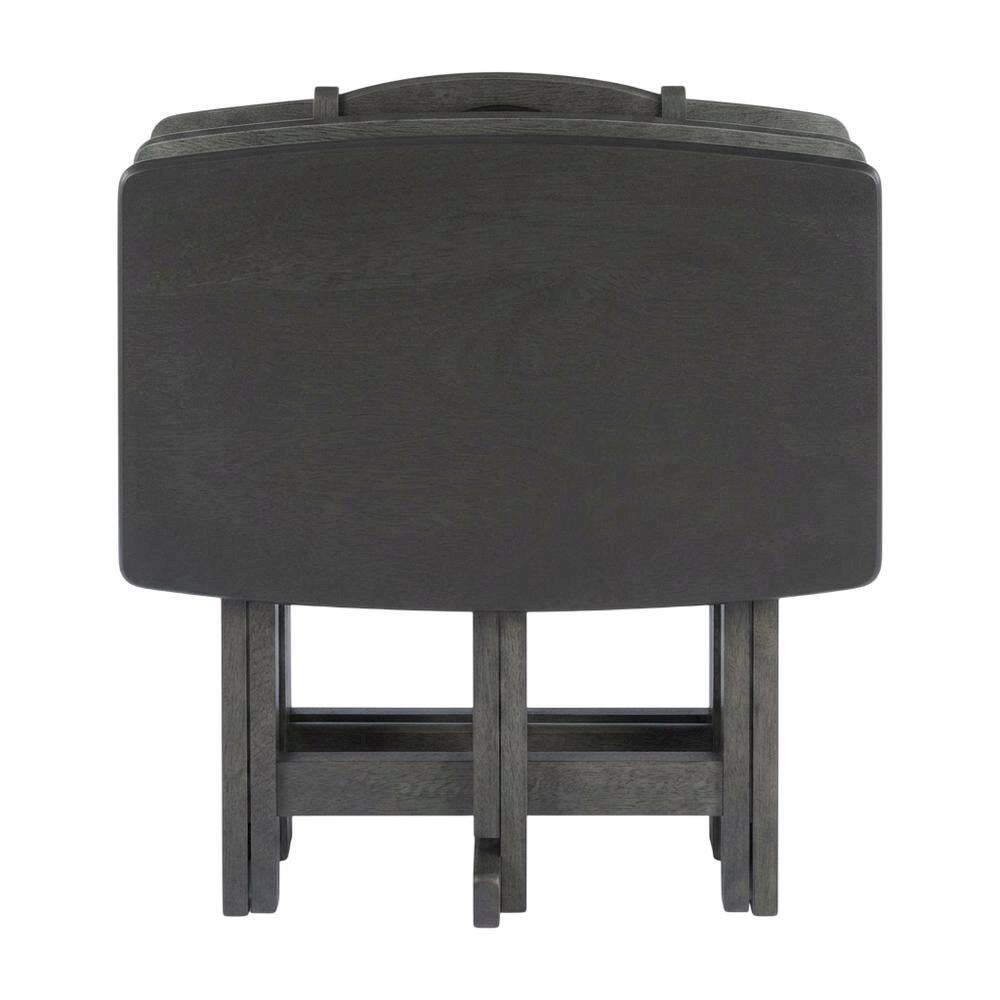 Angle. FurniFact - 5-PC Folding TV Tray Table Set - Oyster Gray.