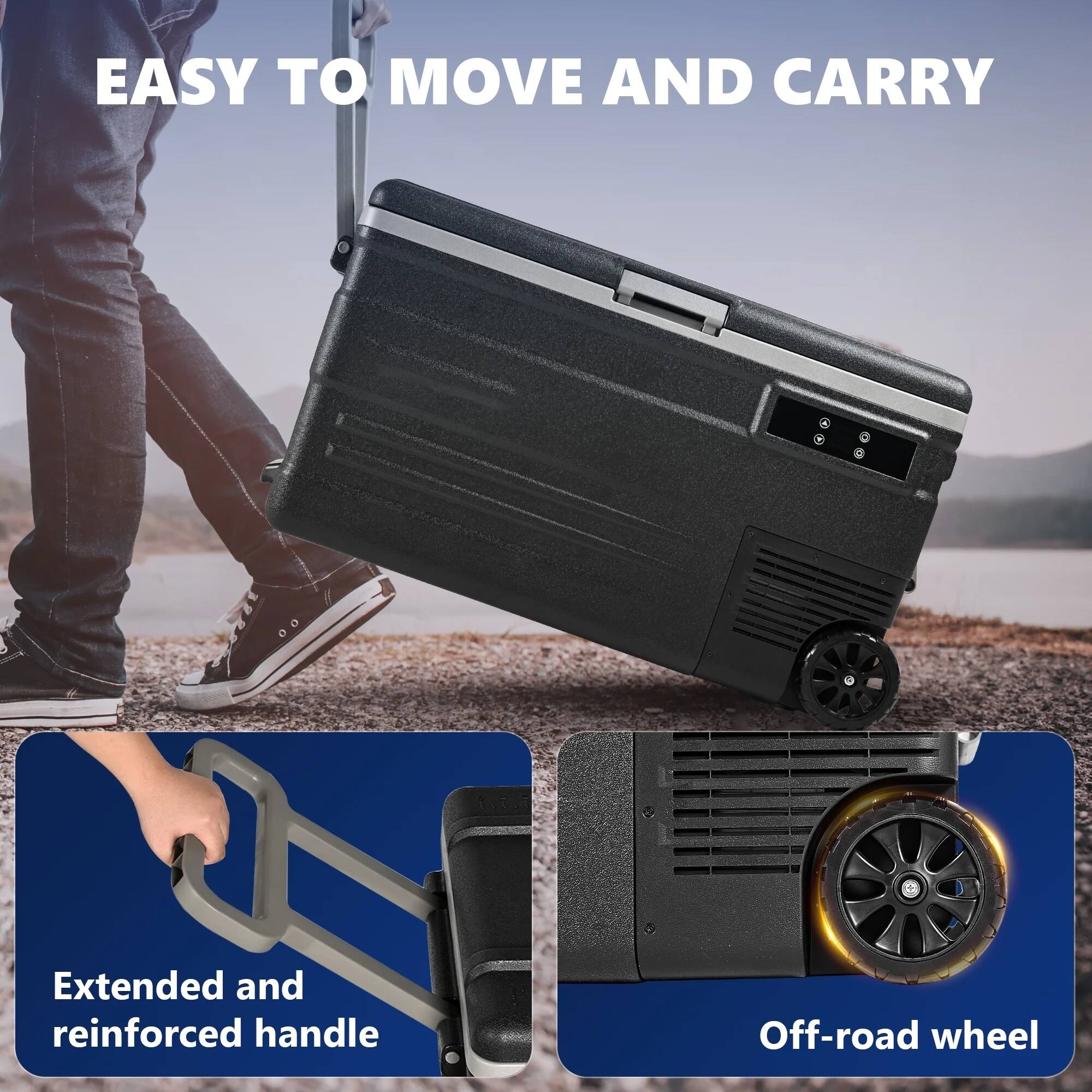 EASY TO MOVE AND CARRY

Extended and reinforced handle

Off-road wheel