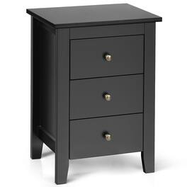Costway - Nightstand End Beside Sofa Table Cabinet with 3 Drawers Bedroom Furniture - Black