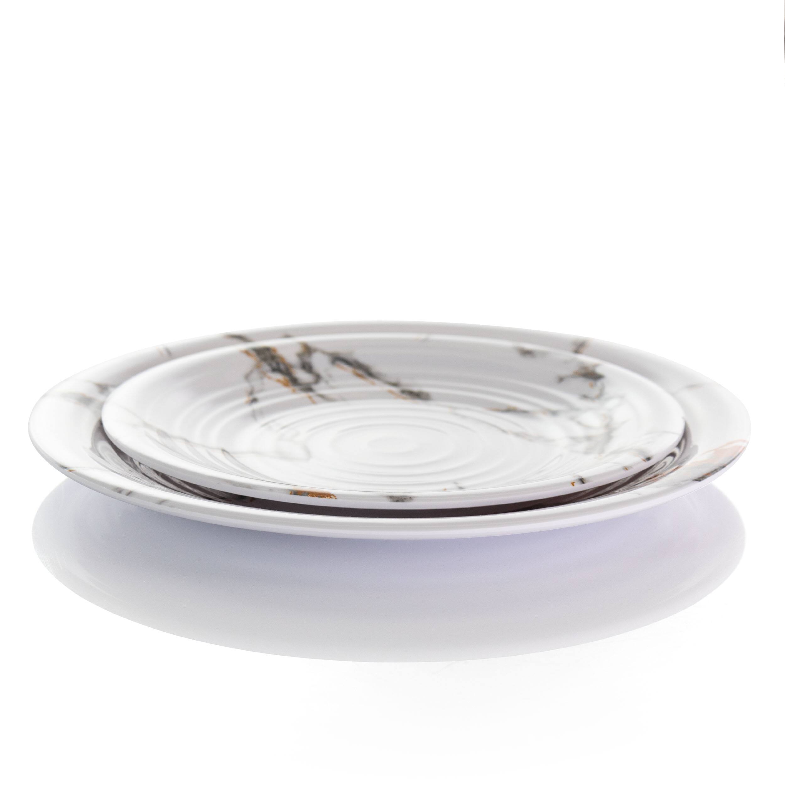 Alt View 5. Elama - Elama Fine Sculpture 12 Piece Lightweight Melamine Dinnerware Set in White - White.