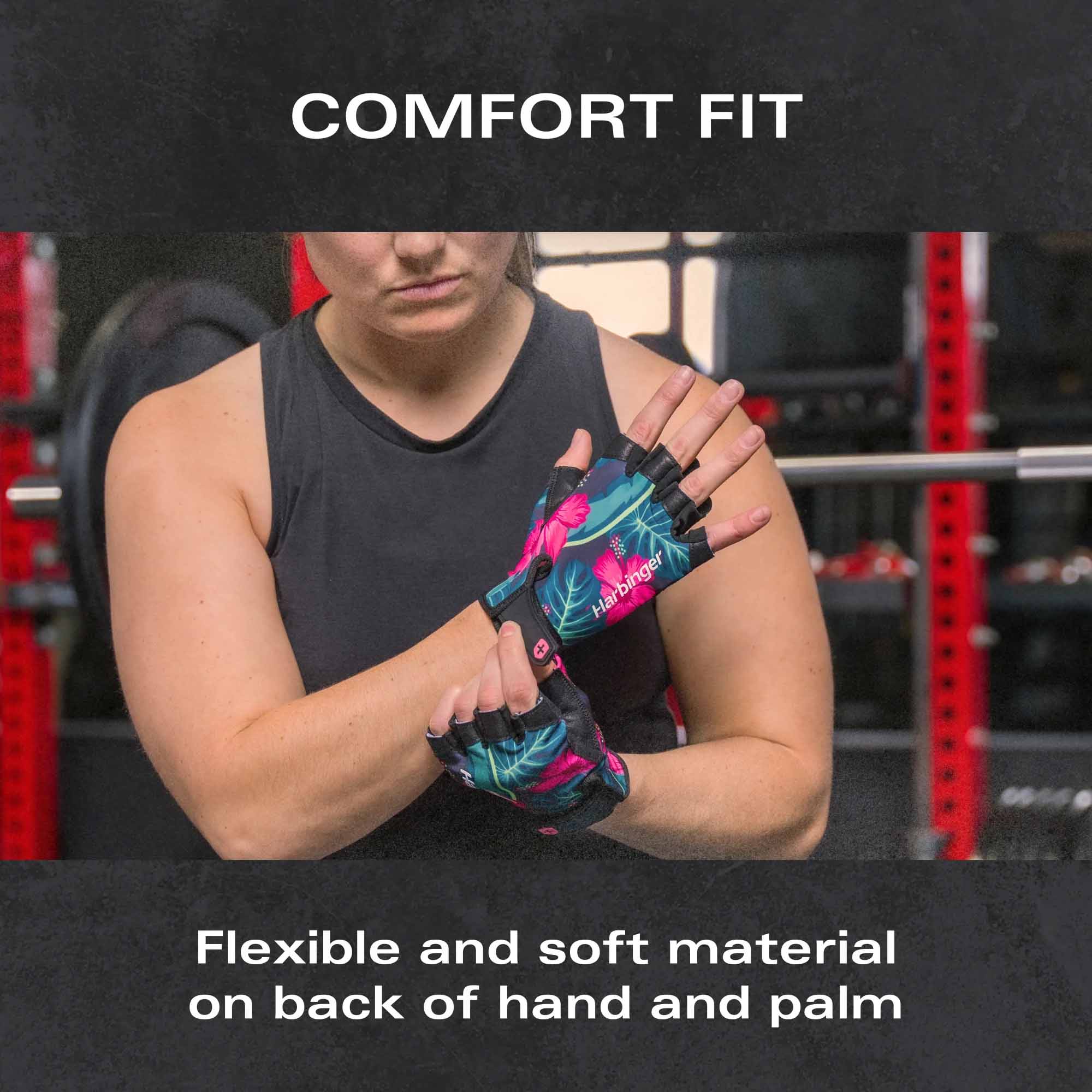 COMFORT FIT

Flexible and soft material on back of hand and palm