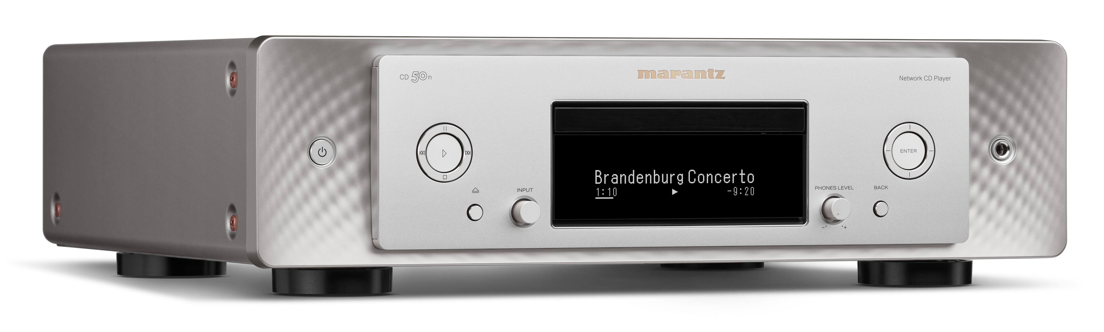Left. Marantz - CD 50n CD Player - Silver Gold.