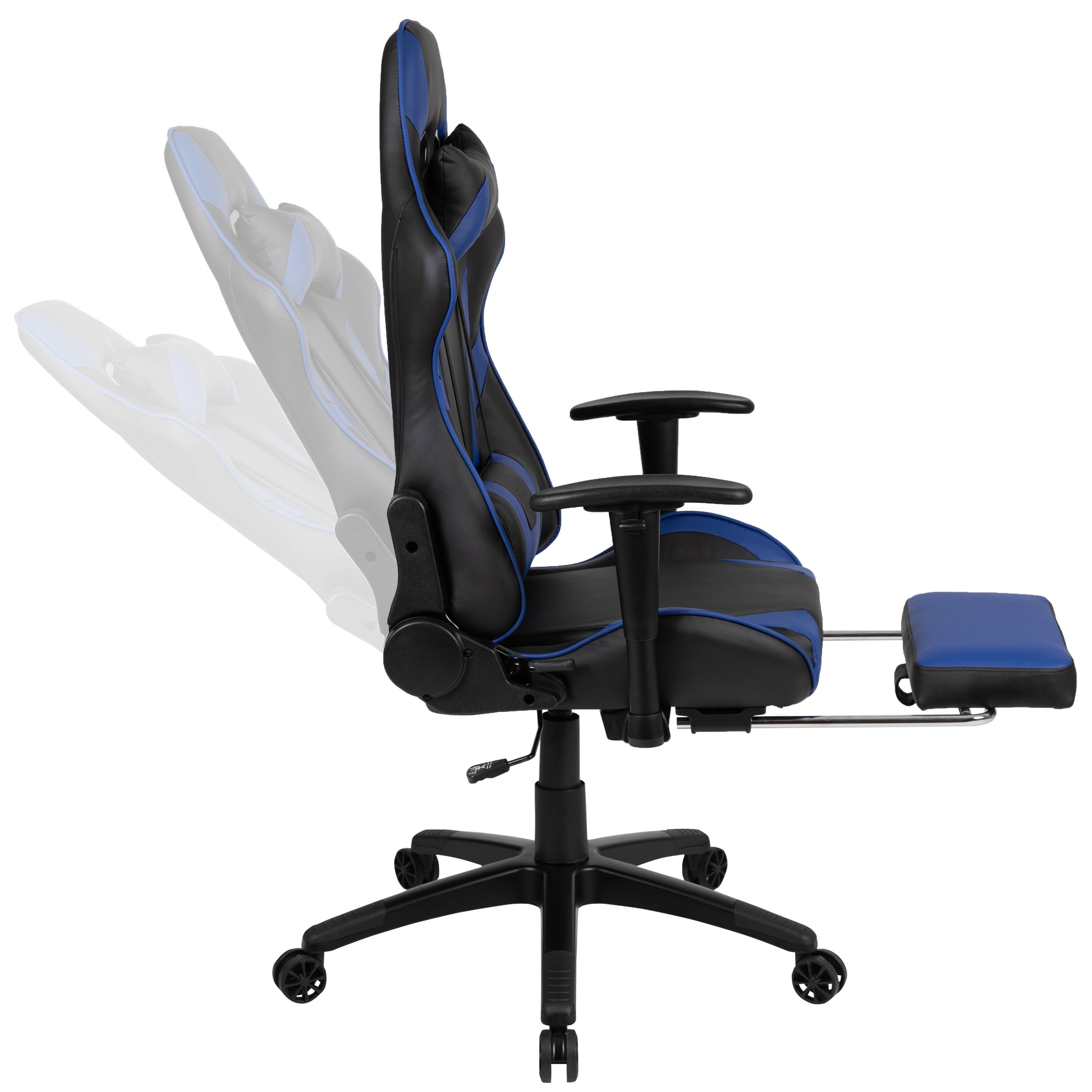 Alt View 7. Emma + Oliver - Desk Bundle-Gaming Desk, Cup Holder, Headphone Hook and Reclining Chair - Blue.