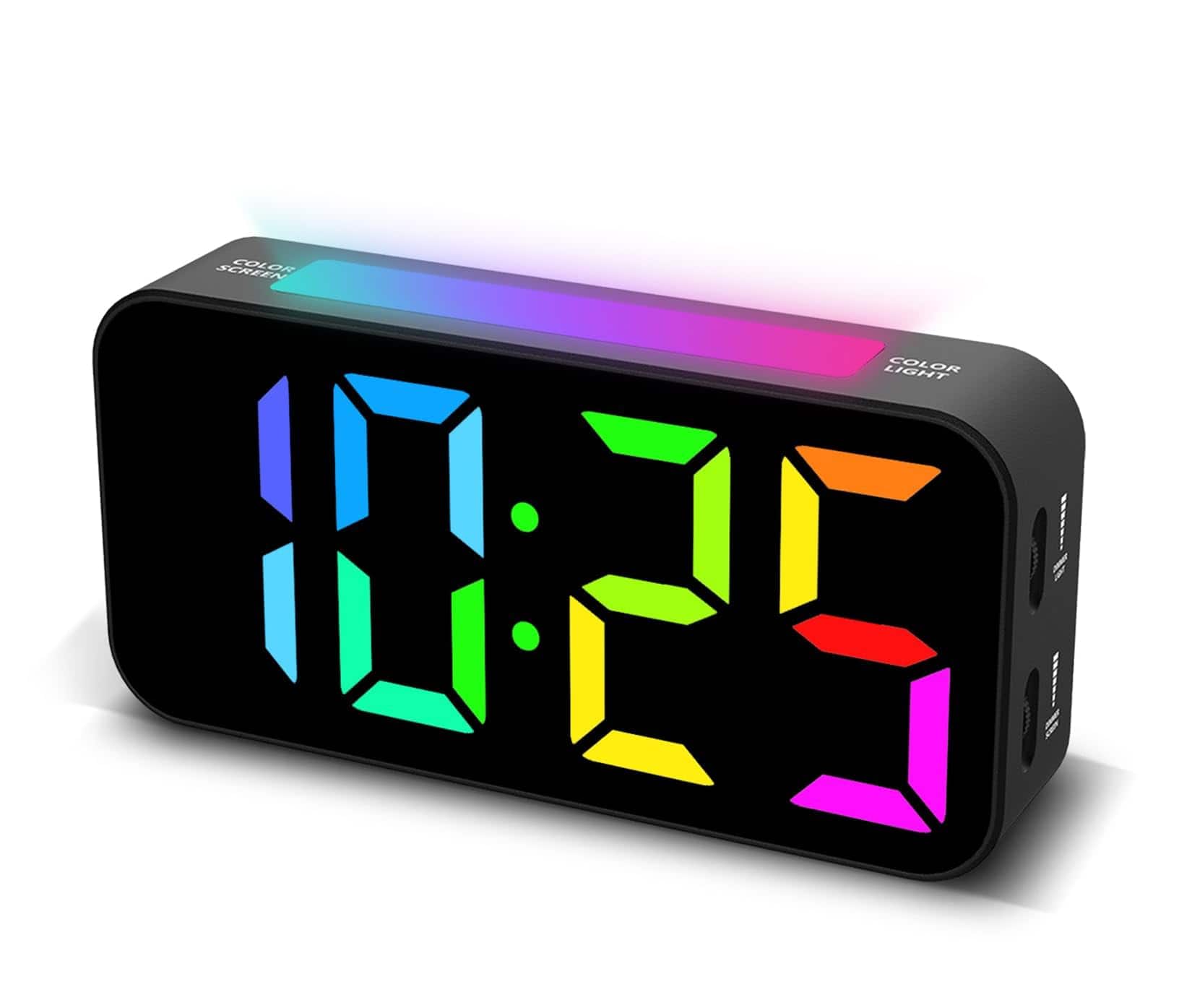 Vulpecula Spade - Loud Alarm Clocks for Bedrooms Heavy Sleepers, Plug-in Digital Bedside Clock with Night Light, Large Display, Dual - Rgb