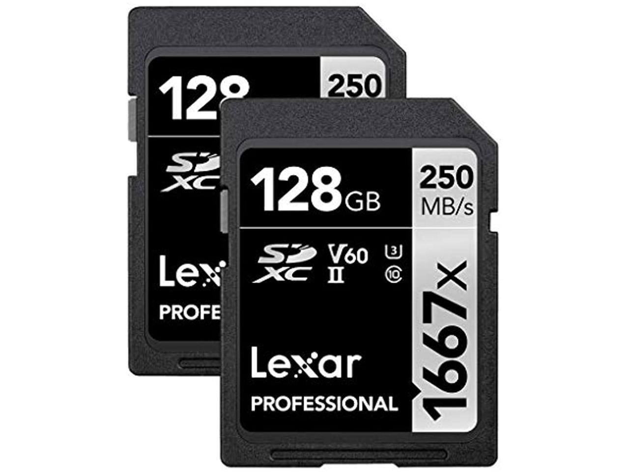 250 128 GB  
250 MB/s  
SD XC II  
V60  
1667X  
Lexar PROFESSIONAL