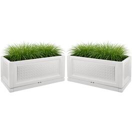 Pure Garden - 2-Pack Large Planters for Outdoor Plants 15.75x31.5in Rectangular Long Pots for Plants Outdoor Planters for Porch