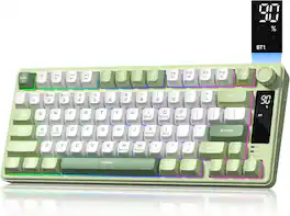 Womier - DK75 75% Wireless Gaming Membrane Keyboard, RGB Backlit Creamy Keyboard with Media Knob - Green