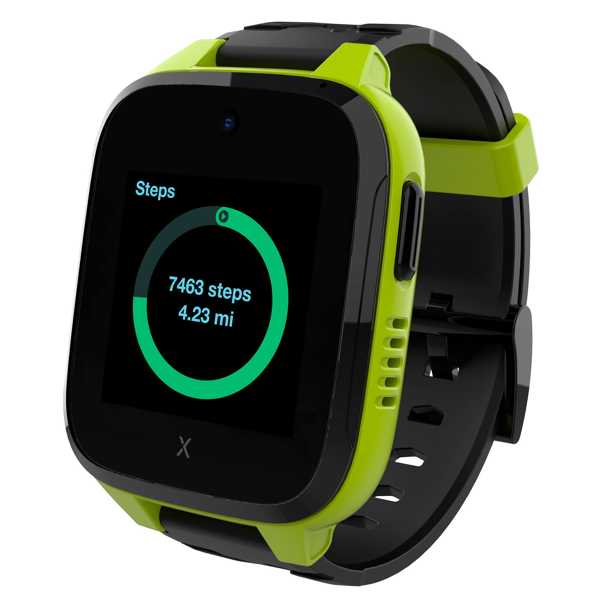 Left. Xplora - Kids' XGO3 (GPS + Cellular) Smart Watch 42mm Calls, Messages, SOS, GPS Tracker, Camera, Step Counter, SIM Card - Green.