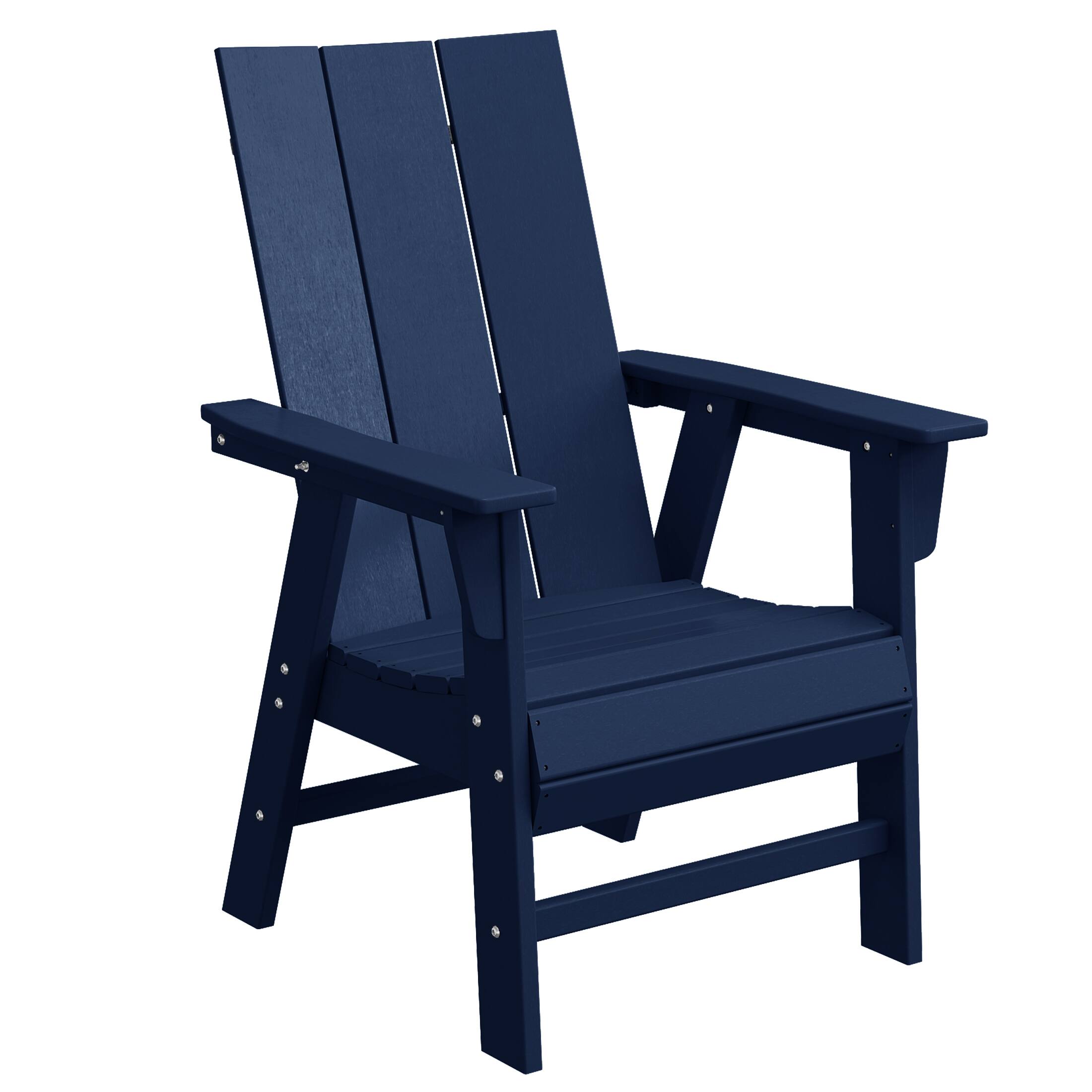 Left. WestinTrends - WestinTrends Ashore Outdoor Patio HDPE Plastic Modern Adirondack Dining Chairs (Set of 2) - Navy Blue.