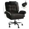 Front. Bestier - Home Office Desk Chair with Ergonomic Headrest & Velvet Upholstery - Black.