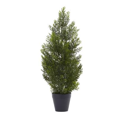 Front. BreeBe - 2' Mini Cedar Pine Tree (Indoor/Outdoor) - Green.