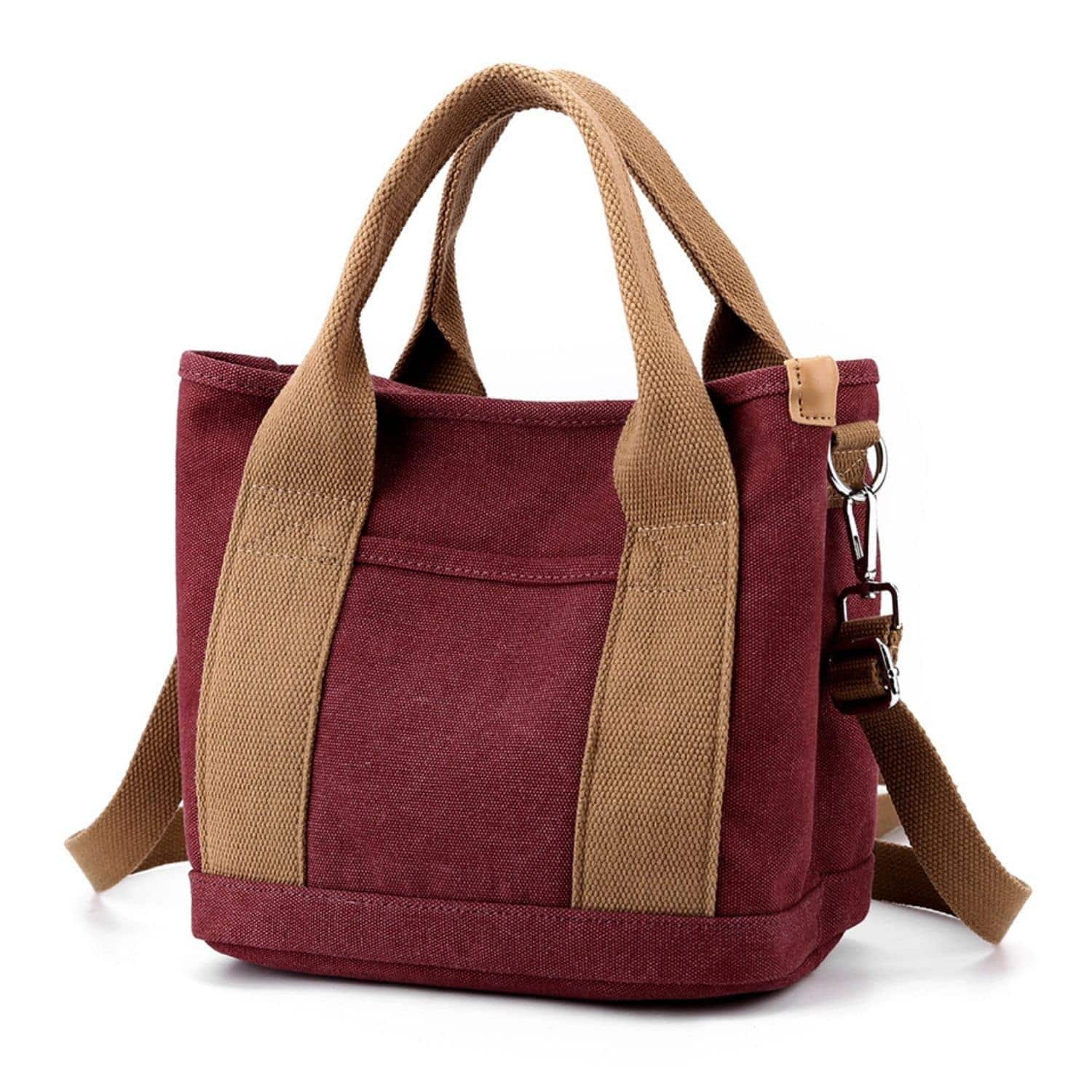 Live At Space - Canvas Messenger Bags For Women Tote Crossbody Shoulder Bag Satchel Purse 【Light as Air, Ready for Anything】Made from - Claret Red