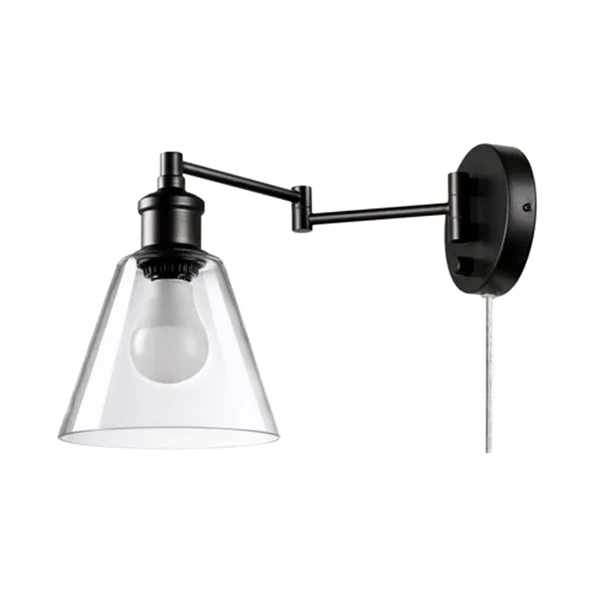 Globe Electric - 10W LED Plug In Wall Sconce Clear Glass Shade & 6' Cord, Bronze