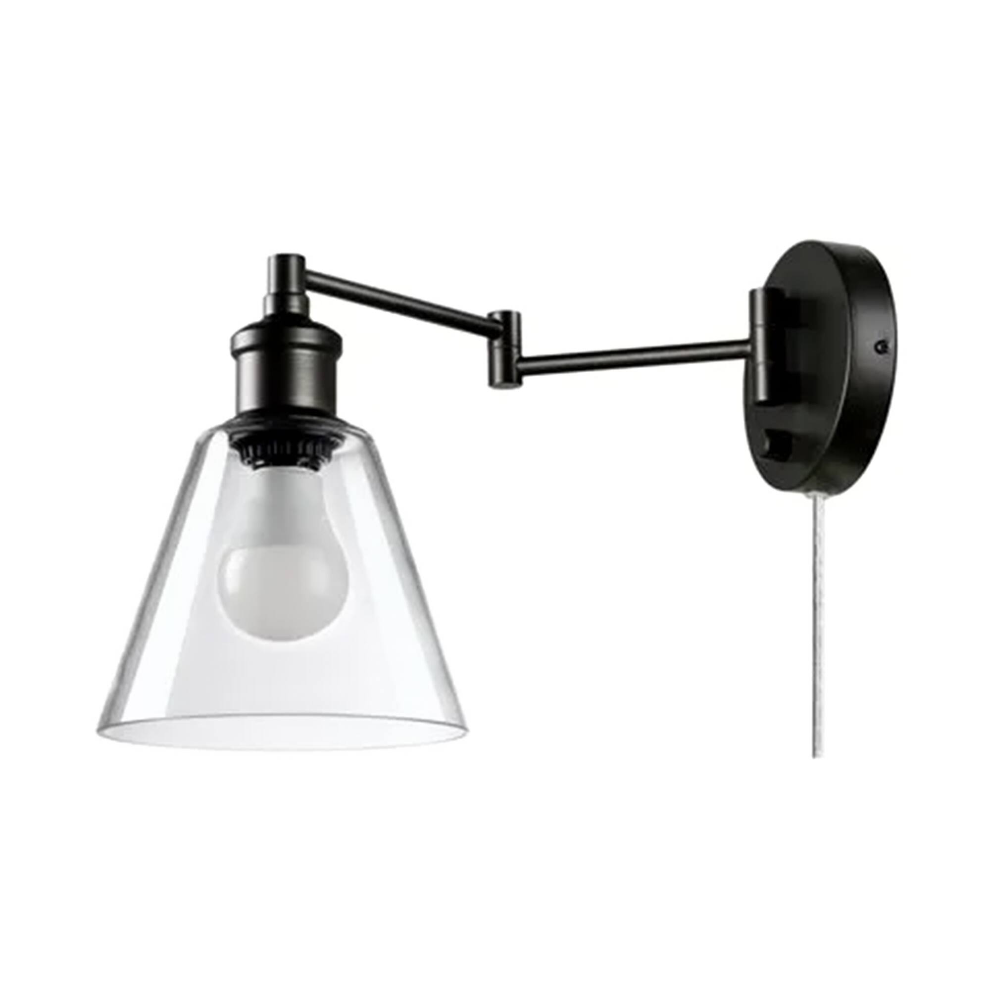 Front. Globe Electric - Globe Electric 10W LED Plug In Wall Sconce Clear Glass Shade & 6' Cord, Bronze.