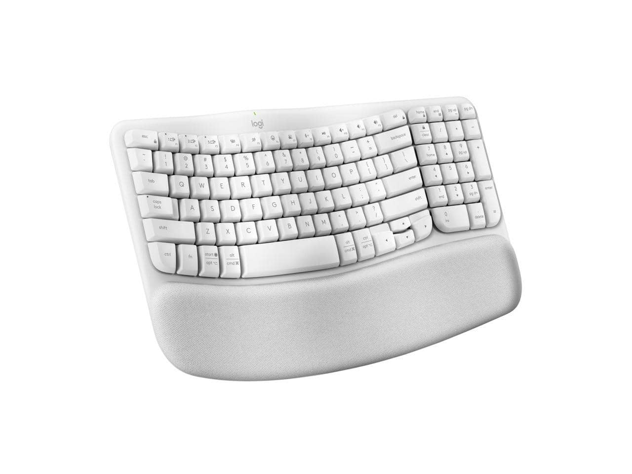 Logitech - Wave Keys Wireless Ergonomic Keyboard with Palm Rest, Bluetooth, Logi Bolt, Multi-OS - Off White