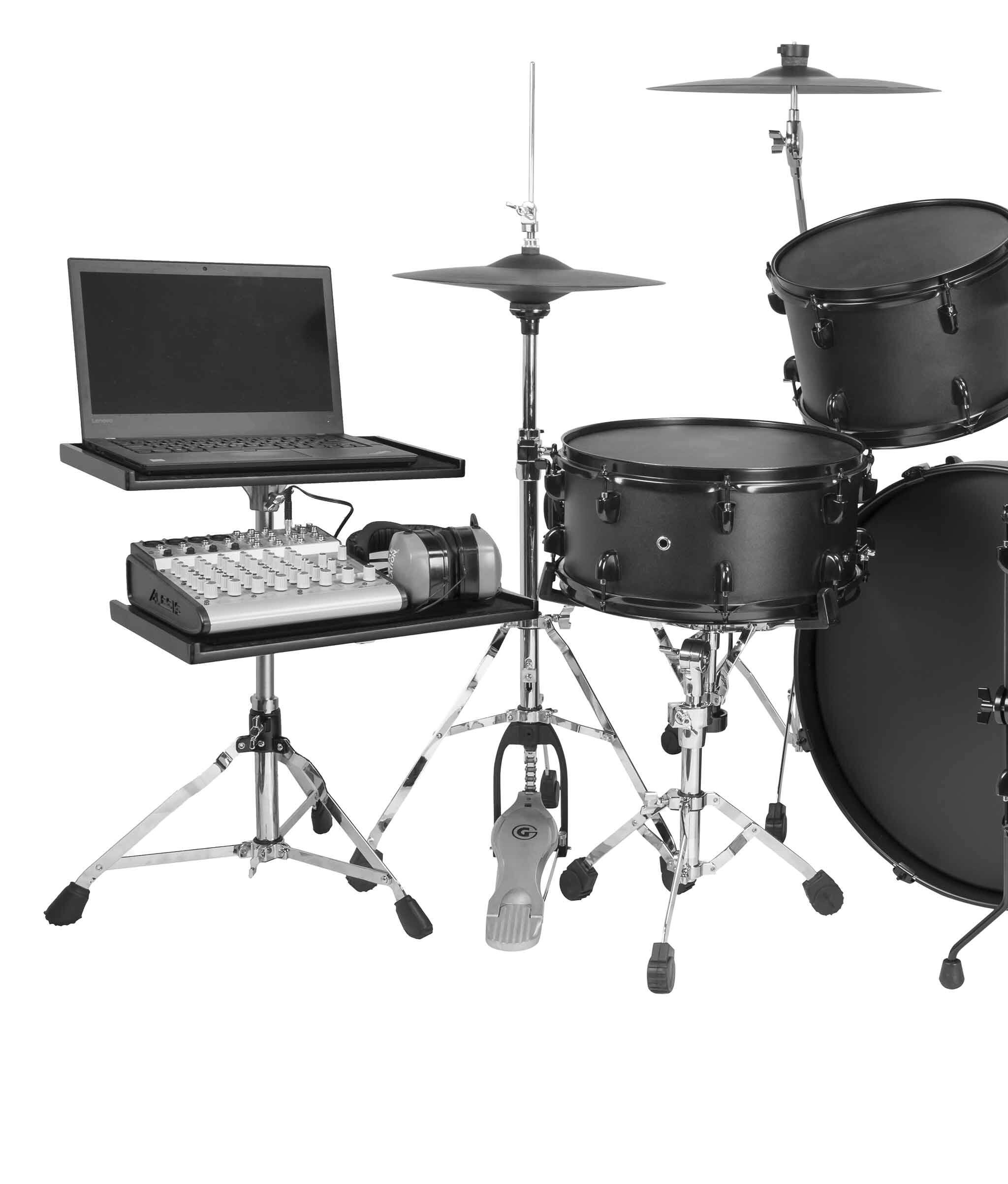 Alt View 1. Gibraltar Hardware - 16 x 10 Sidekick Essentials Mountable Wood Tray with Clamp, with Protective Edge, Attaches to Cymbal or Drum Stand.