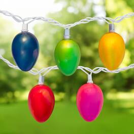 Northlight - 10-Count Pearl Multi-Colored Easter Egg String Light Set, 7.25ft White Wire - Green