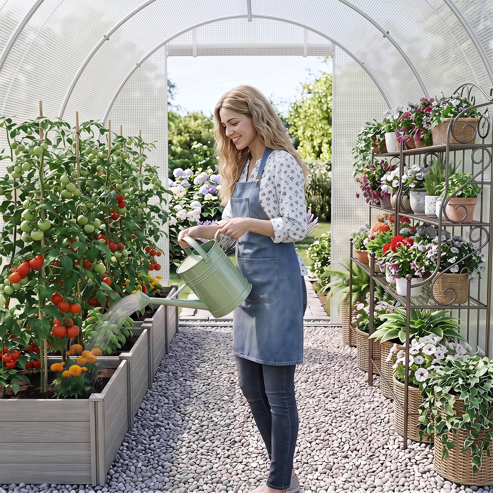Alt View 4. Costway - Costway 15 x 7 x 7 ft Walk-in Tunnel Greenhouse with Galvanized Steel Frame, PE Cover.