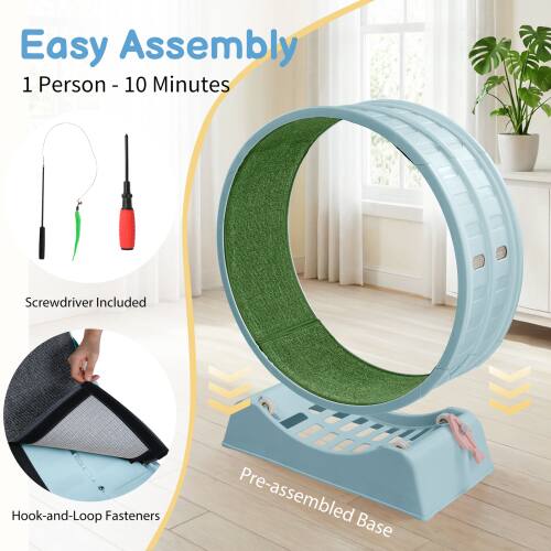 Easy Assembly  
1 Person - 10 Minutes  
Screwdriver Included  
Hook-and-Loop Fasteners  
Pre-assembled Base