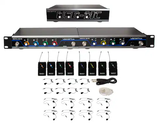 Front. VocoPro - USB-PLAY-8 Wireless Headset/Lapel Microphone System with Audio Interface.