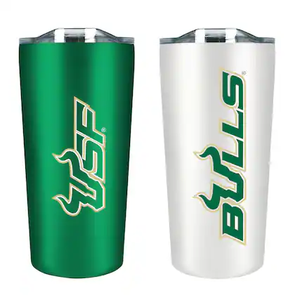 Front. The Fanatic Group - South Florida Bulls 18oz. Soft Touch Tumbler Two-Piece Set - Multicolor.