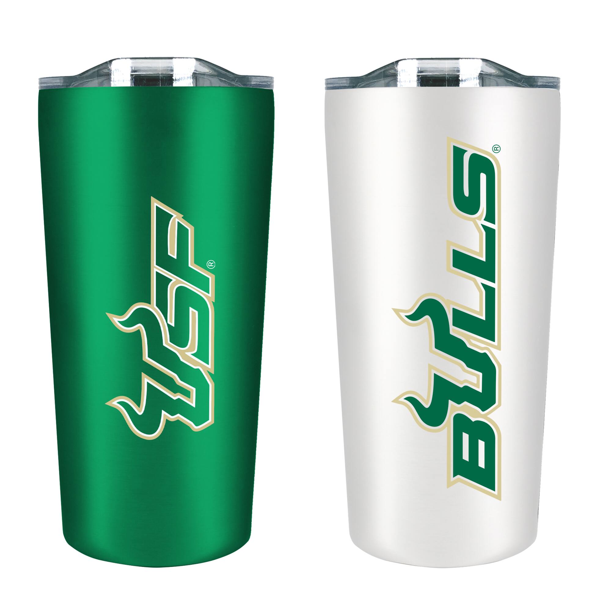 Front. The Fanatic Group - South Florida Bulls 18oz. Soft Touch Tumbler Two-Piece Set - Multicolor.