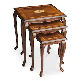 Butler Specialty - Thatcher 22 in. W Rectangular Solid Wood Set of 3 Traditional Nesting Tables - Medium Brown