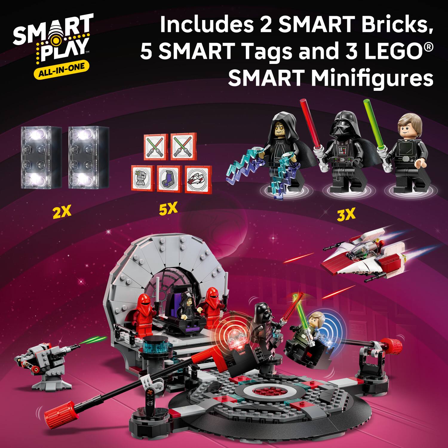 SMART PLAY ALL-IN-ONE  
Includes 2 SMART Bricks, 5 SMART Tags and 3 LEGO® SMART Minifigures