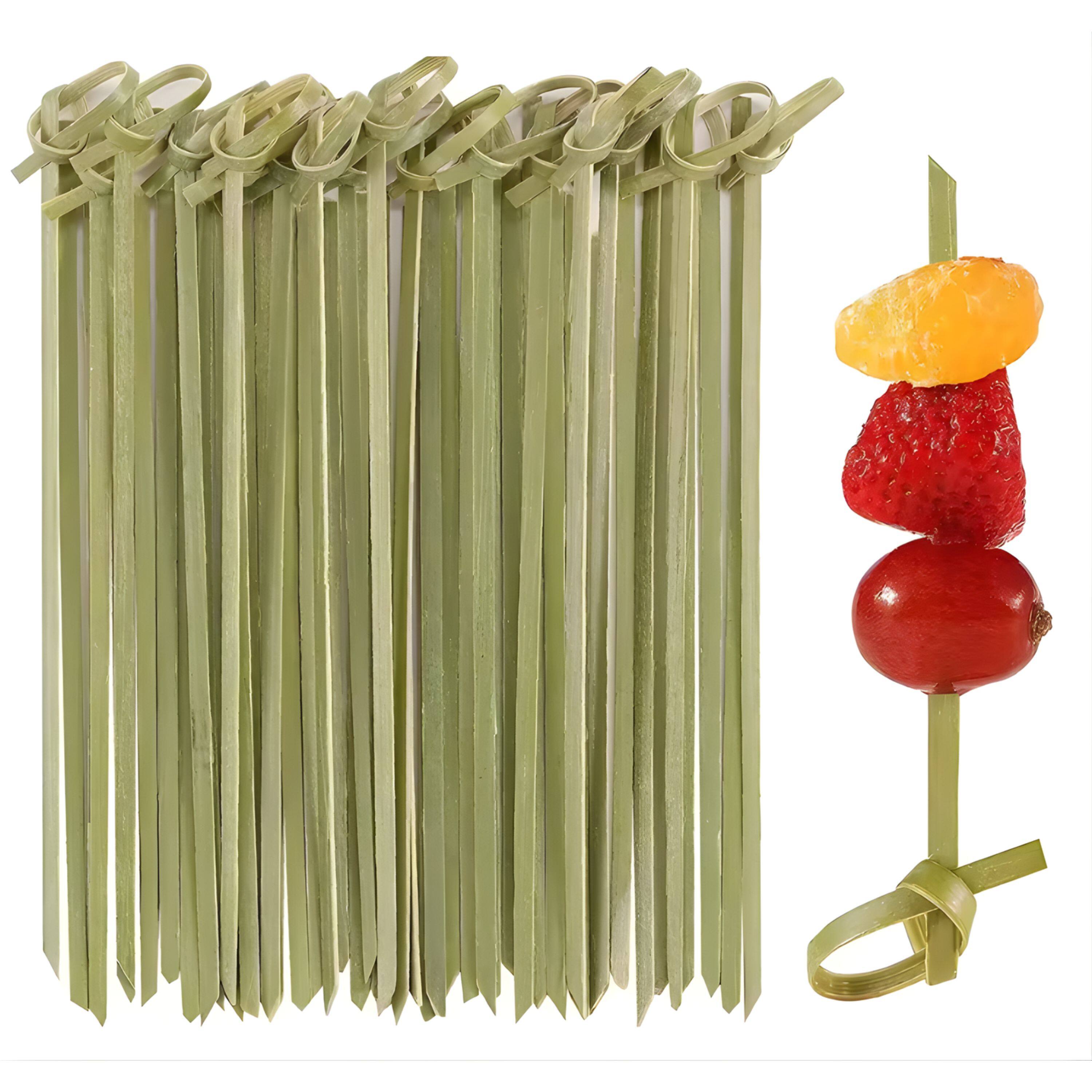 Angle. Kitcheniva - 100 Pcs Disposable Bamboo Food Skewers & Picks - Perfect for BBQ, Cocktails, Fruits, Cheese, Snacks, Sandwiches.