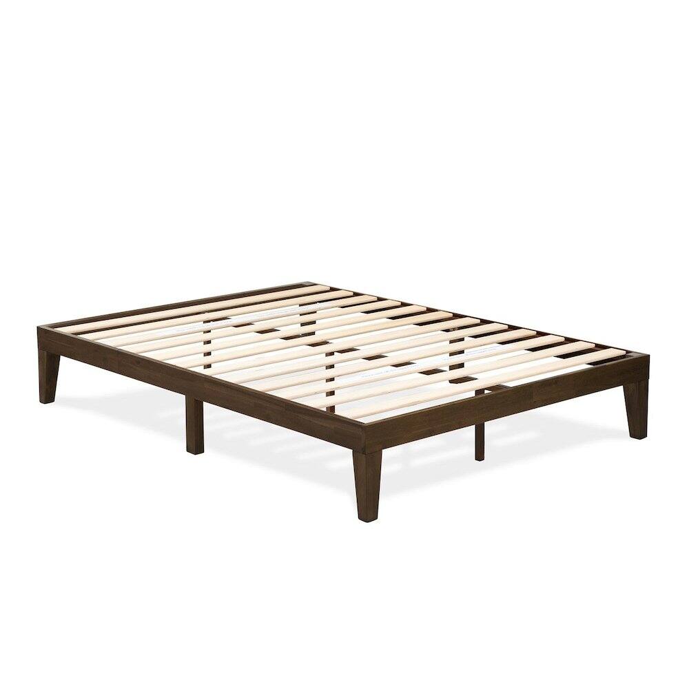 Back. East West Furniture - Queen Platform Bed Frame with 4 Legs and 2 Extra Center Legs - Walnut Finish - Walnut.