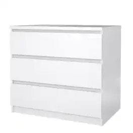 FurniFact - White 3 Drawer Dresser – Modern 3 Drawer Dresser for Bedroom, Closet, or Entryway – Sleek and Functional Three Drawer - White High Gloss, White High Gloss