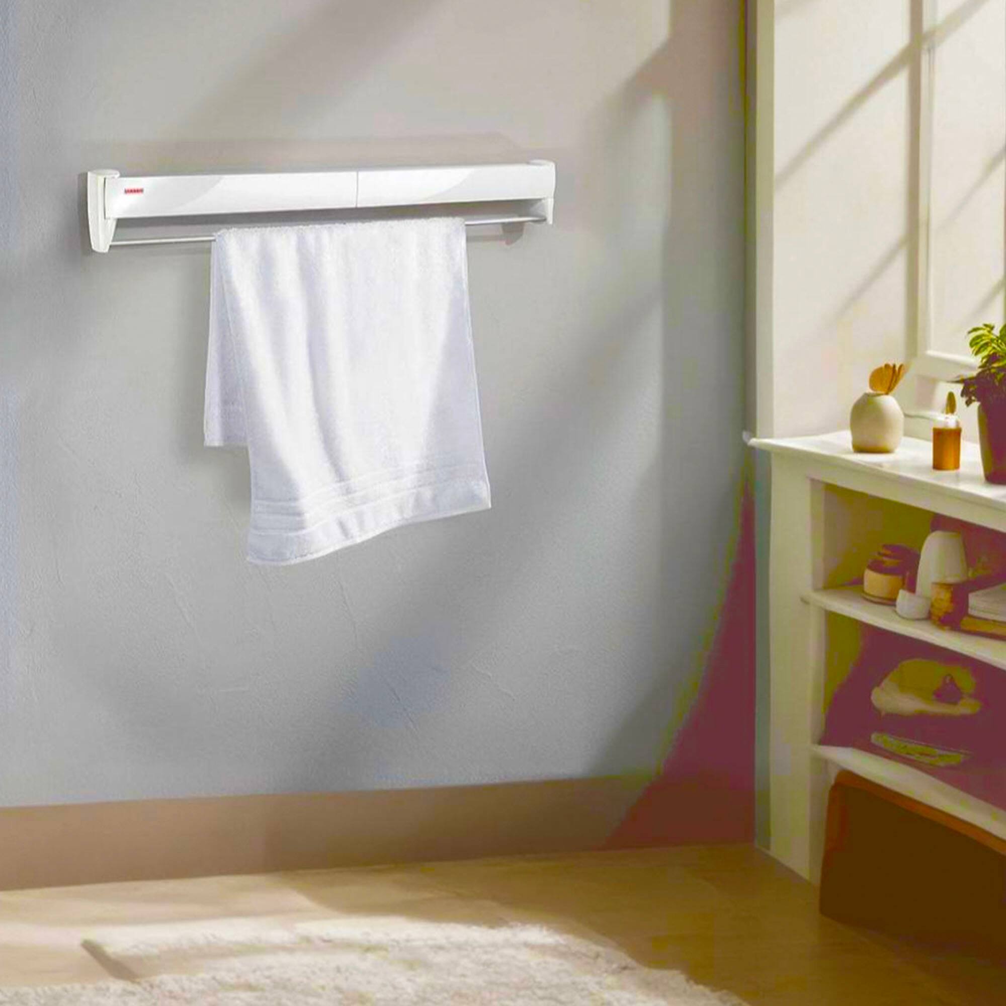 Alt View 4. Leifheit - Liefheit Wall Dryer Telefix 70, White – Space-Saving Folding Clothes Drying Rack for Laundry or Bathroom - White.