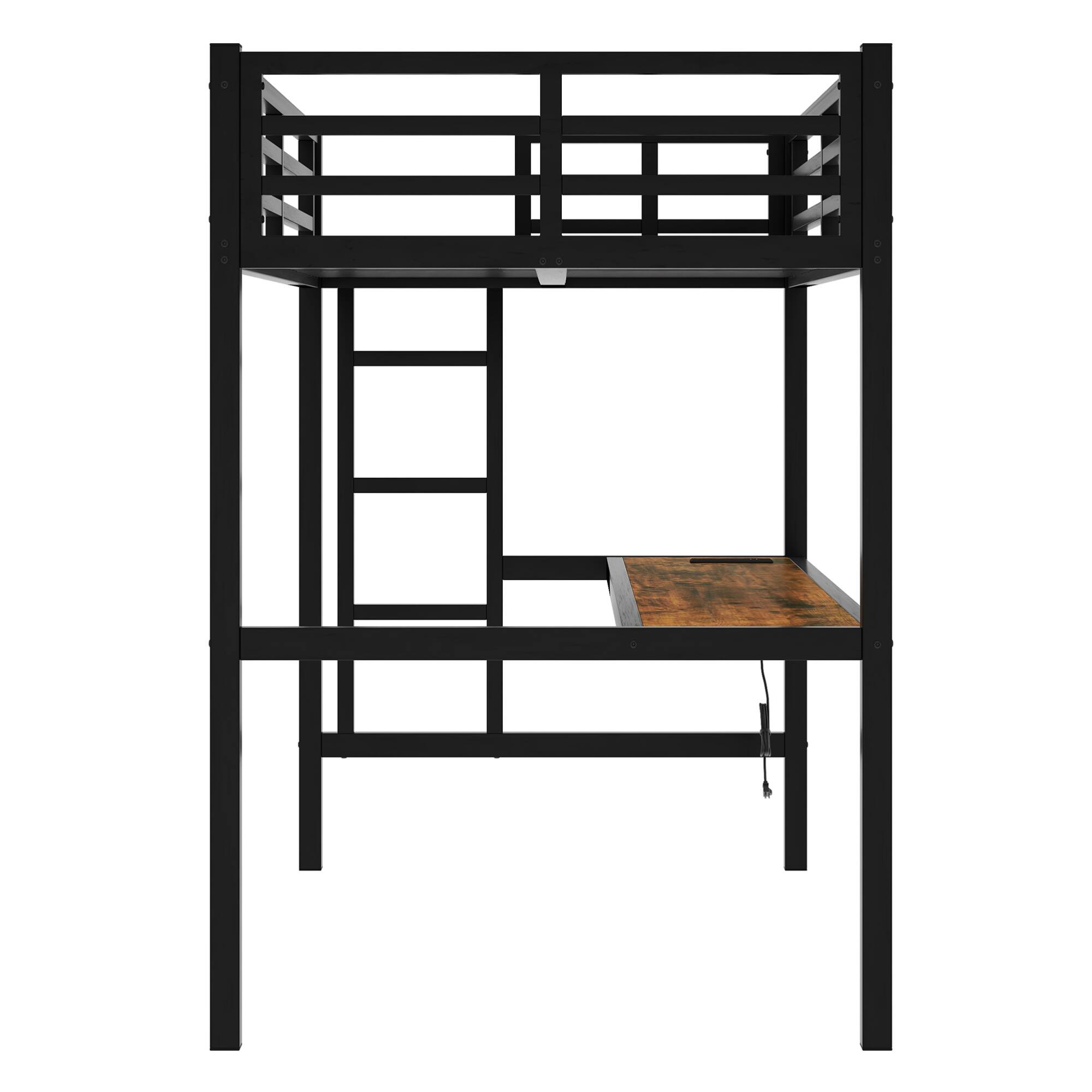 Alt View 7. GOODSILO - Twin XL Loft Bed with Built-In Desk, Power Outlet, and LED Lighting for Space-Saving Bedroom Solutions - Black.