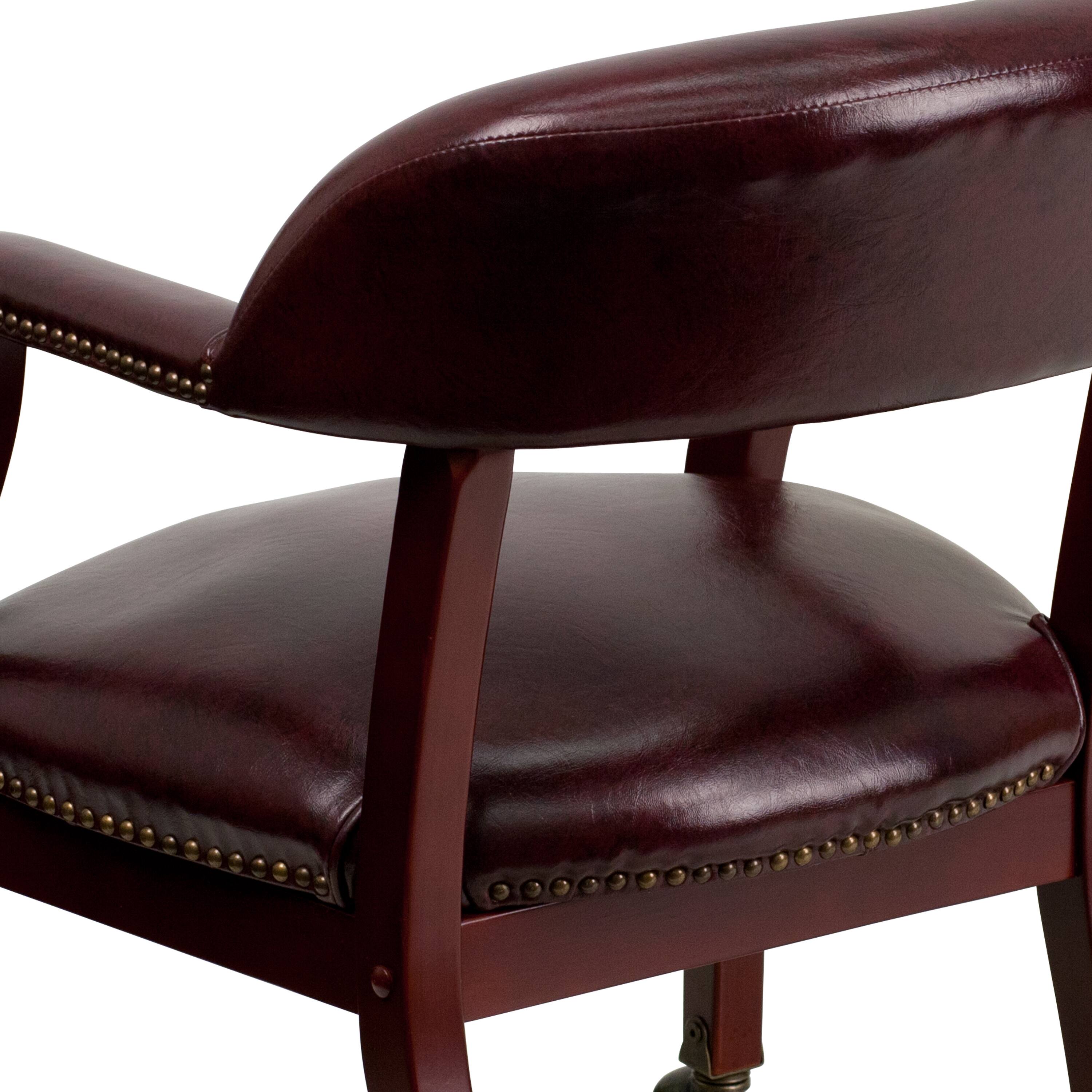 Alt View 9. Emma + Oliver - Conference Chair with Accent Nail Trim  and Casters - Oxblood Vinyl.