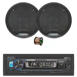 Blaupunkt - Beverly Hills 160 Single DIN Bluetooth DVD/CD Stereo Receiver, 2x 5" 40 Watt Max 2-Way Car Speakers w/ Wire