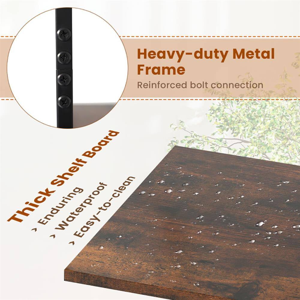 Heavy-duty Metal Frame  
Reinforced bolt connection  

Thick Shelf Board  
Enduring  
Waterproof  
Easy-to-clean