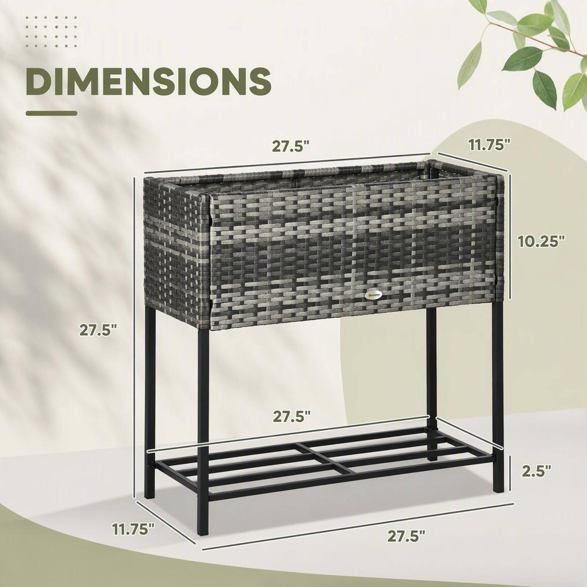 DIMENSIONS
27.5"
11.75"
10.25"
27.5"
27.5"
2.5"
11.75"
27.5"