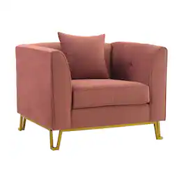 Armen Living - Everest Fabric Upholstered Sofa Accent Chair with Brushed Gold Legs - Blush