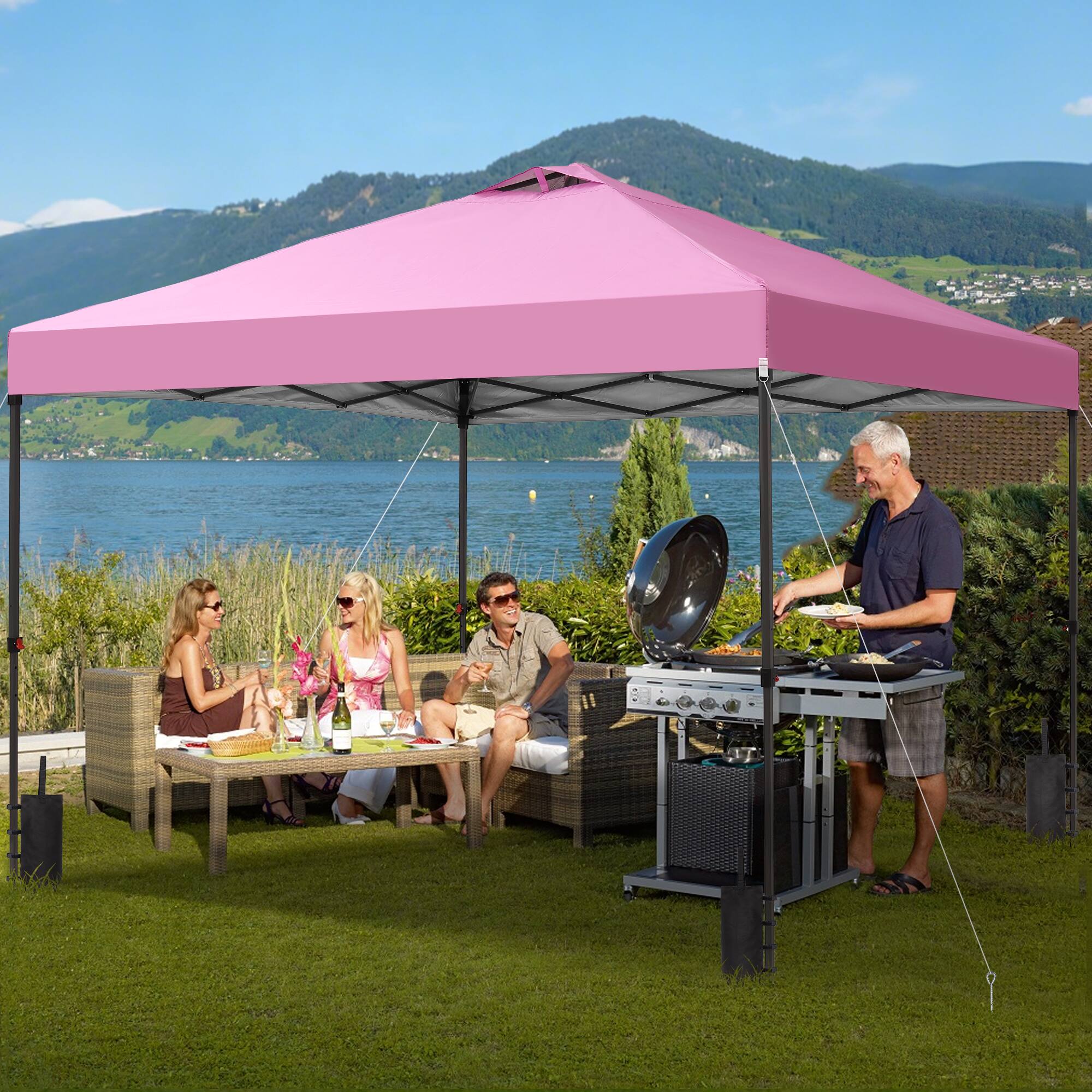 Left. Ainfox - Ainfox 12x12 Pop Up Canopy Tent,Outdoor Gazebo with Carrying Bag,Easy Up Canopy for Events,Parties,Camping - Pink.