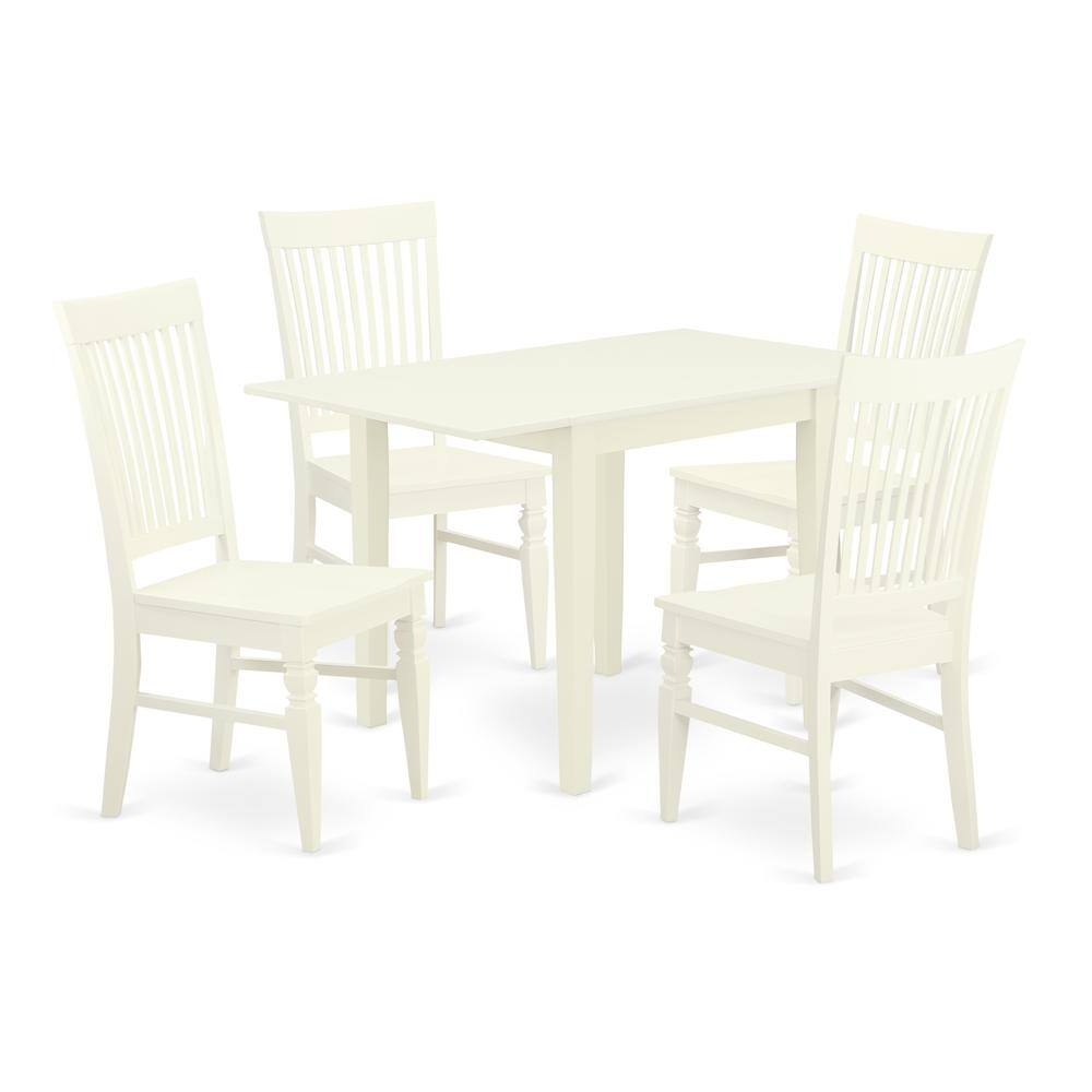 Left. East West Furniture - Dining Room Set Linen White - Brown.