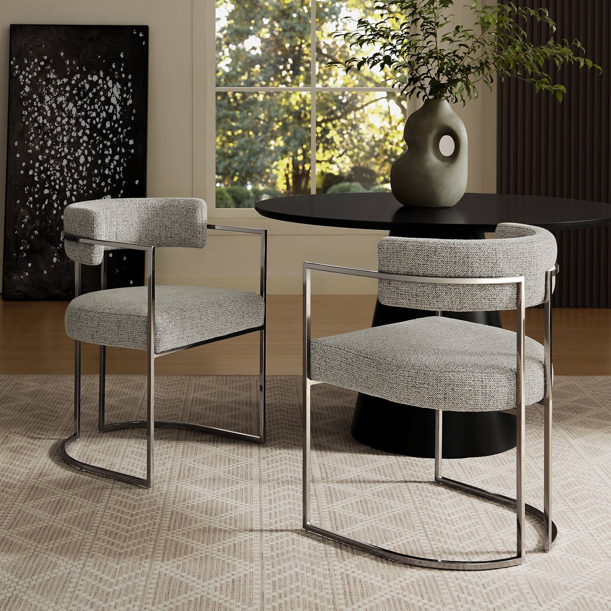 Alt View 5. Modway - Huron Curved Back Fabric and Metal Dining Accent Chair by Modway - Brown.