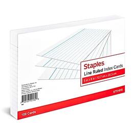 Staples - Staples® Lined Index Cards, 5" x 8", 100 Cards/Pack (ST51016-CC) - White