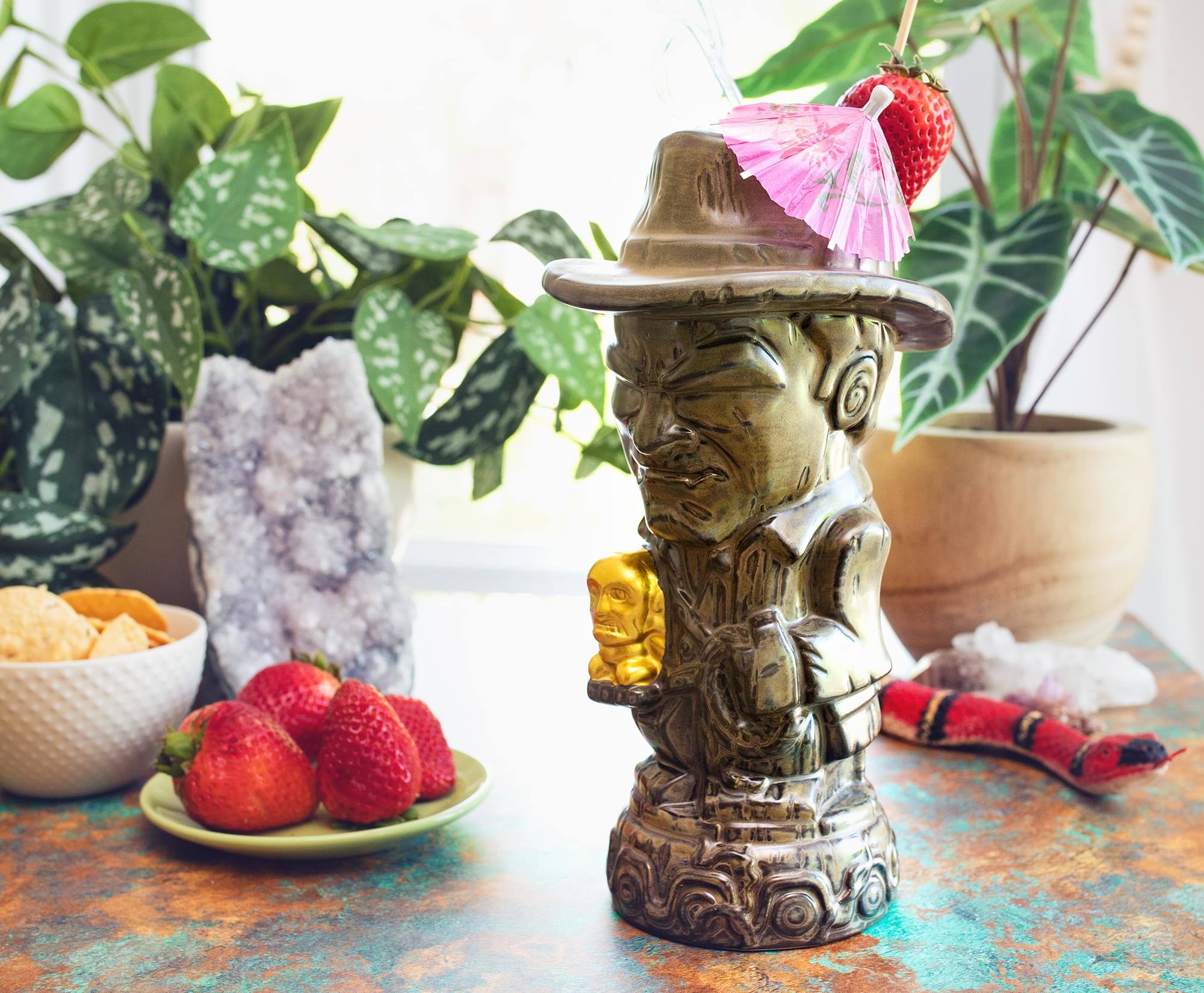 Alt View 3. ThinkGeek - Geeki Tikis Indiana Jones With Fertility Idol Ceramic Mug | Toynk Exclusive - Brown.