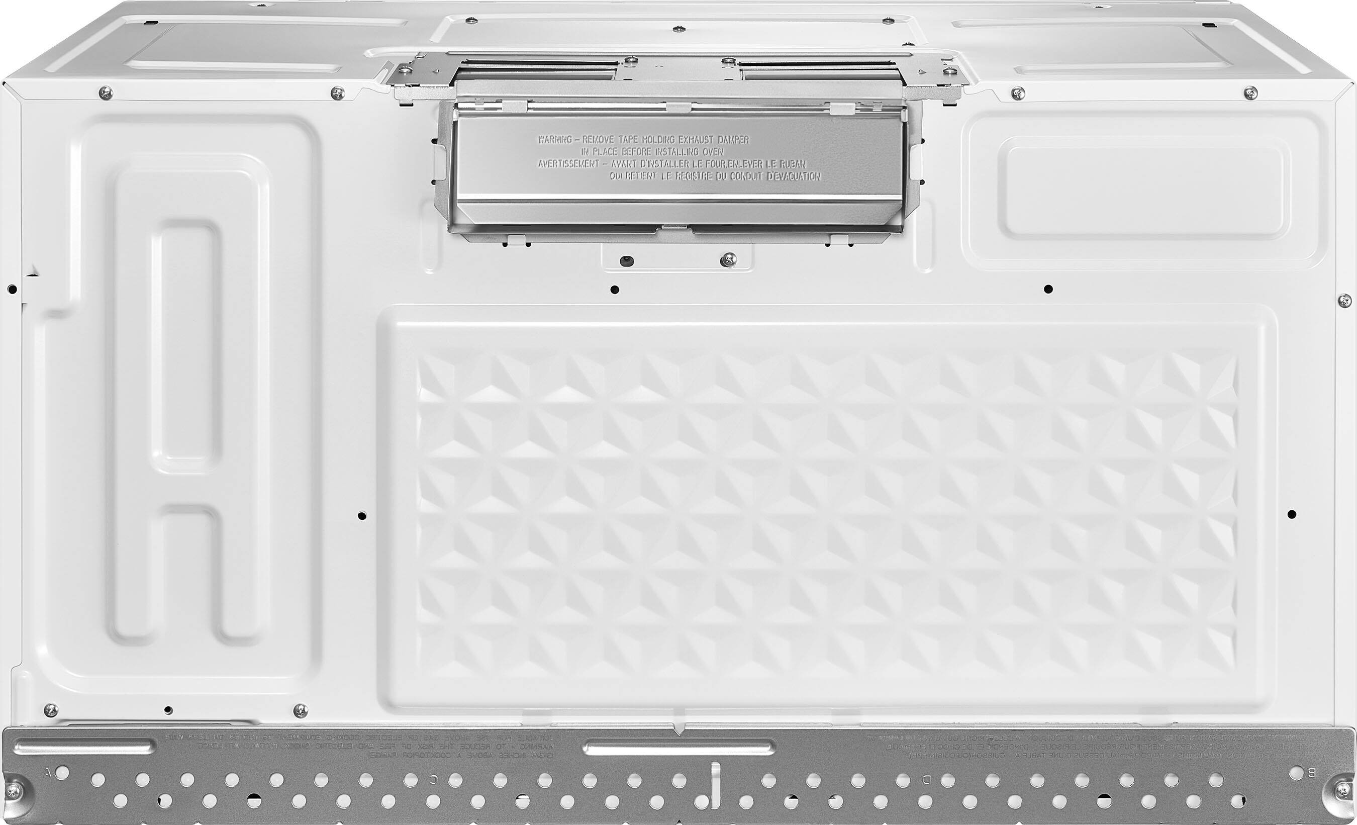 WARNING - REMOVE TAPE HOLDING EXHAUST DAMPER IN PLACE BEFORE INSTALLING OVER

AVERTISSEMENT - AVANT D'INSTALLER LE FOURNEAU, RETIREZ LE RÉGISTRE DU CONDUIT D'ÉVACUATION