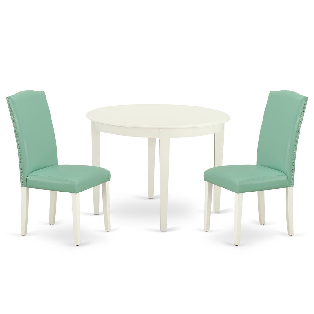 Back. East West Furniture - Dining Room Set Linen White - Brown.