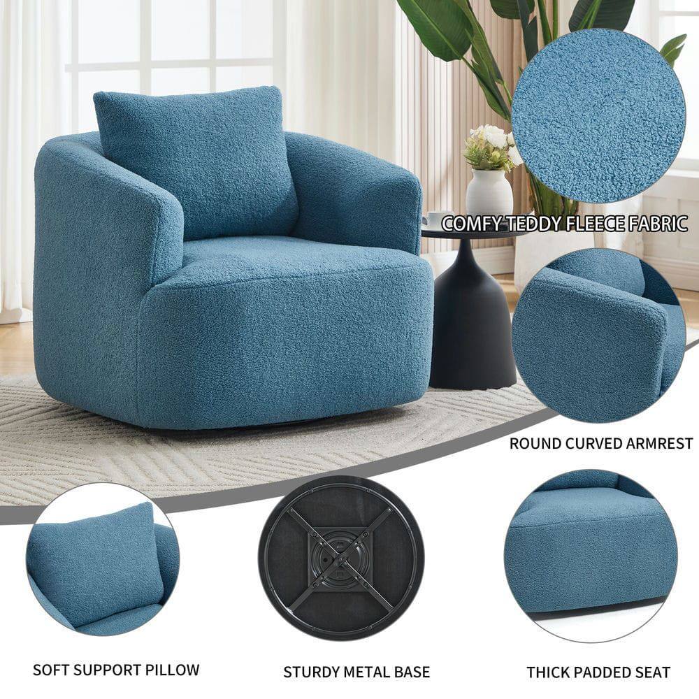 COMFY TEDDY FLEECE FABRIC  
ROUND CURVED ARMREST  
SOFT SUPPORT PILLOW  
STURDY METAL BASE  
THICK PADDED SEAT