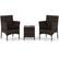 Angle. Costway - 3 PCS Outdoor Conversation Set with Cushioned Seat & Tempered Glass Tabletop - Black,Mix Brown.